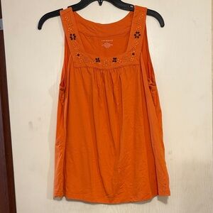 Kim Rogers Orange Embroidered Tank Top
